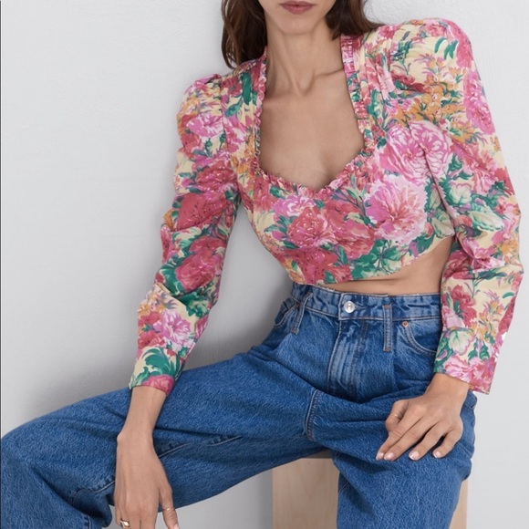 ZARA BNWT Floral Print Cropped Top - Picture 2 of 8